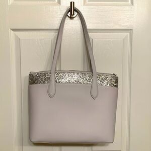 Gray and silver glitter Kate Spade shoulder bag